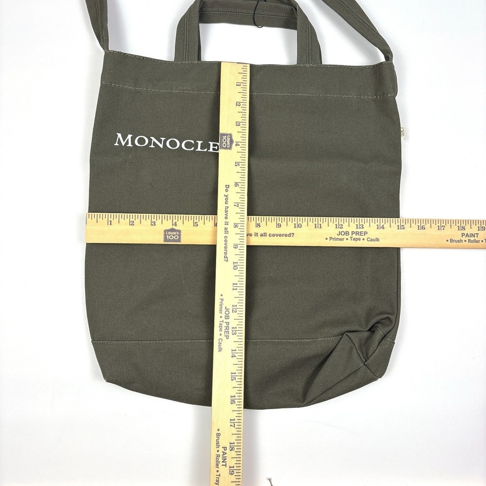 NWT Monocle Voyage Canvas Tote Bag Olive Green Shoulder Strap Handle Snap Close - Picture 3 of 15